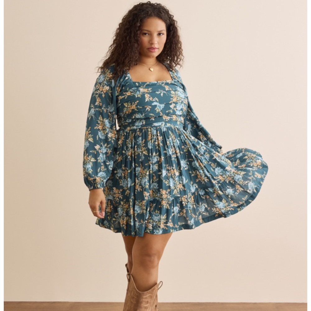 Arula Floral Gracie❤️ Mini Dress NWT Teal Baby Blue BEAUTIFUL 3X - Picture 4 of 7